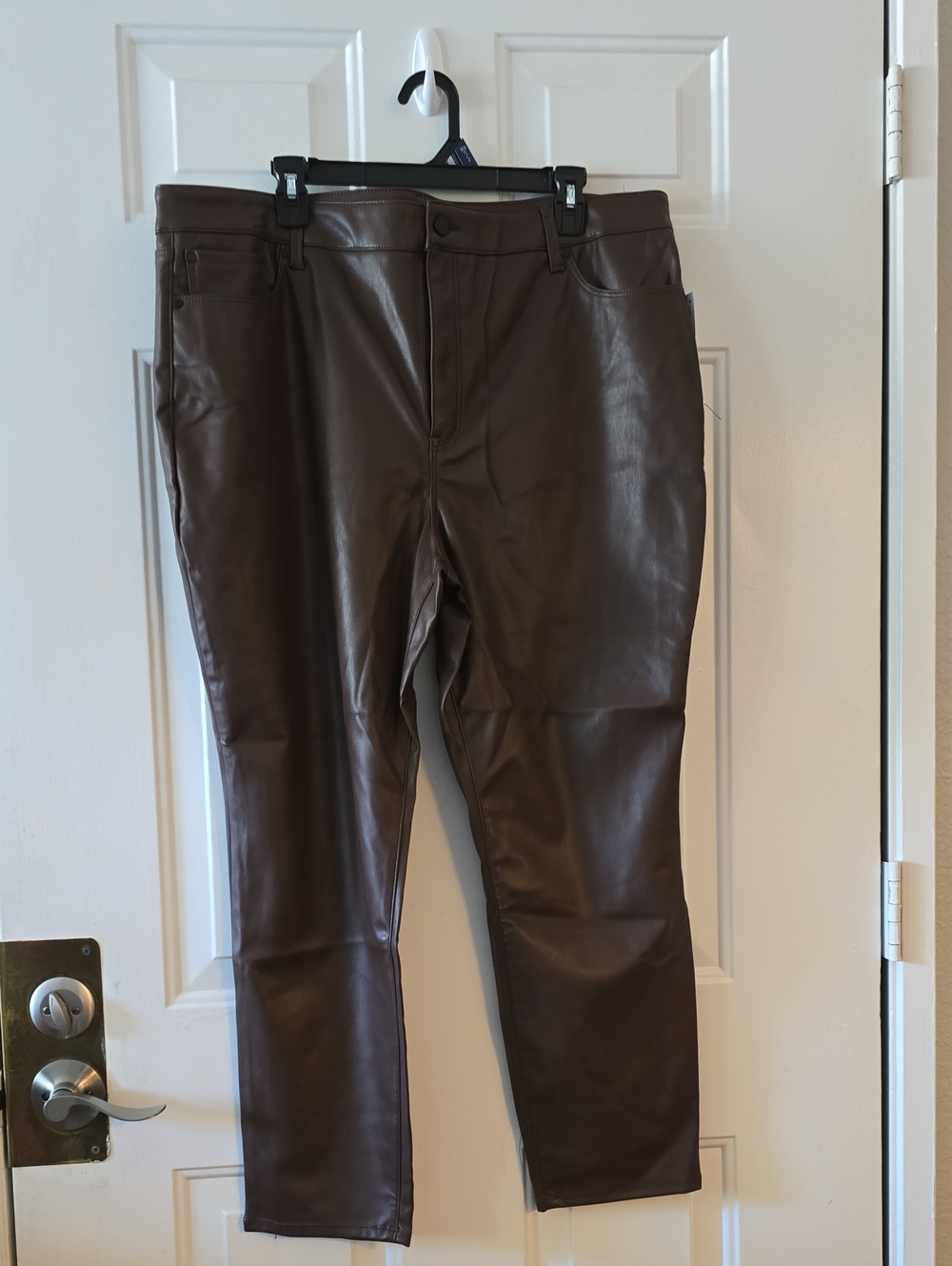 Tinseltown Brown Chickory Faux Leather Hi-Rose Skinny Pants